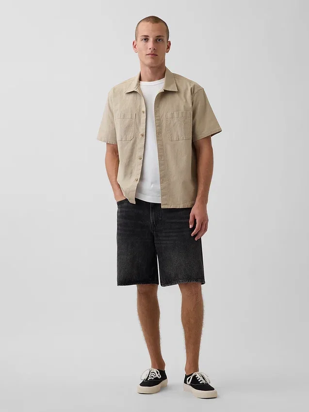 Relaxed Straight-Hem Utility Shirt