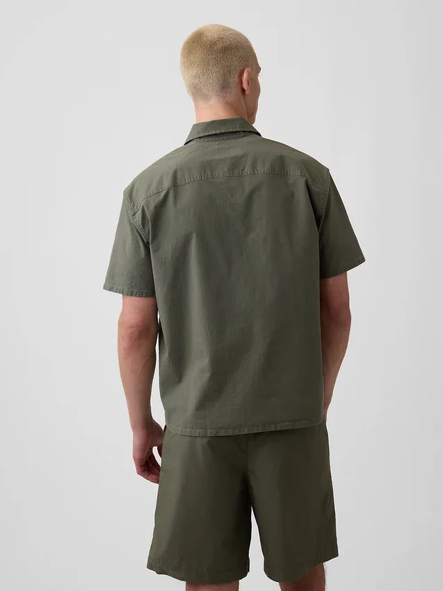 Relaxed Straight-Hem Utility Shirt