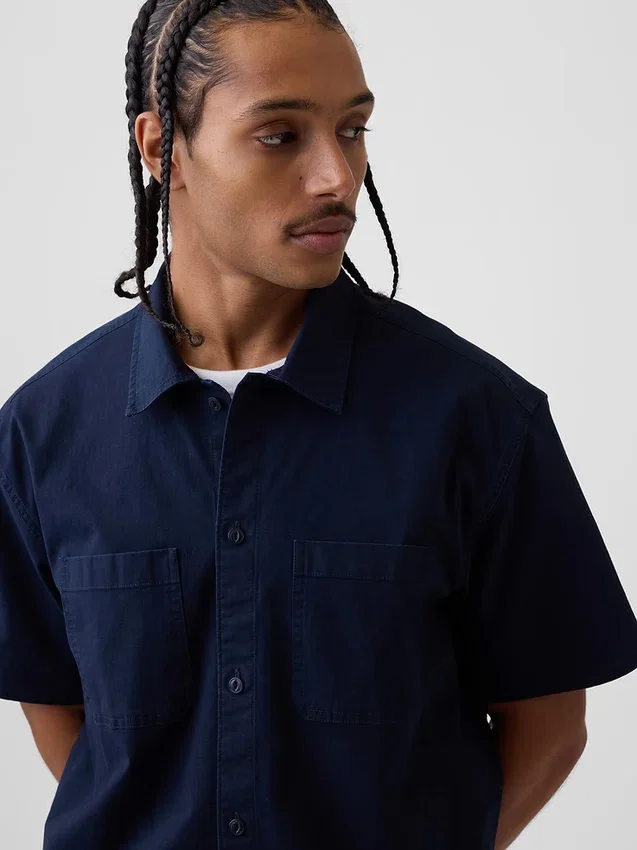 Relaxed Straight-Hem Utility Shirt