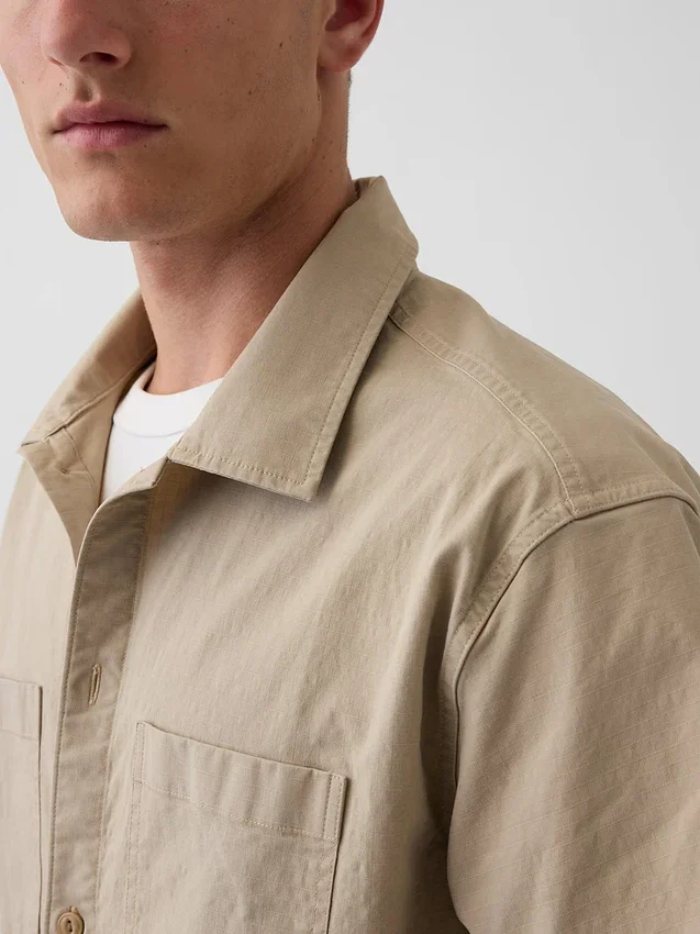 Relaxed Straight-Hem Utility Shirt