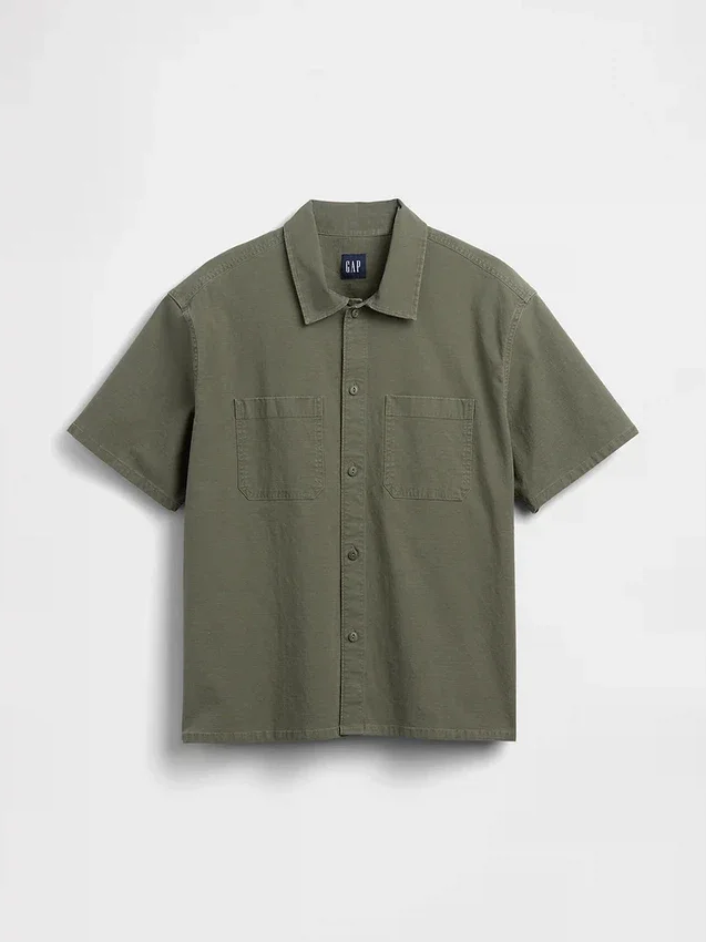 Relaxed Straight-Hem Utility Shirt