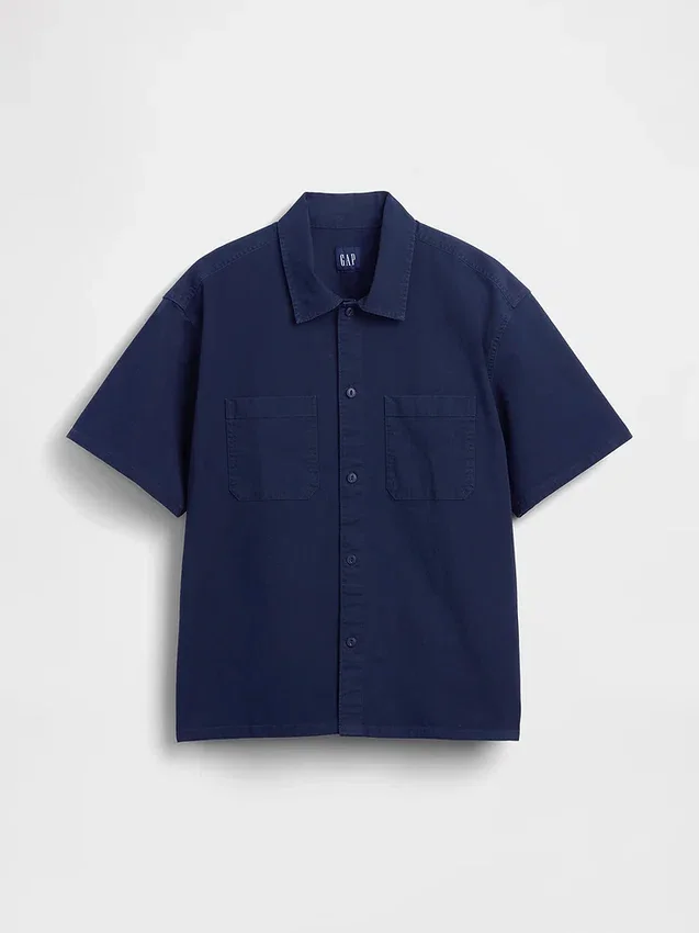 Relaxed Straight-Hem Utility Shirt