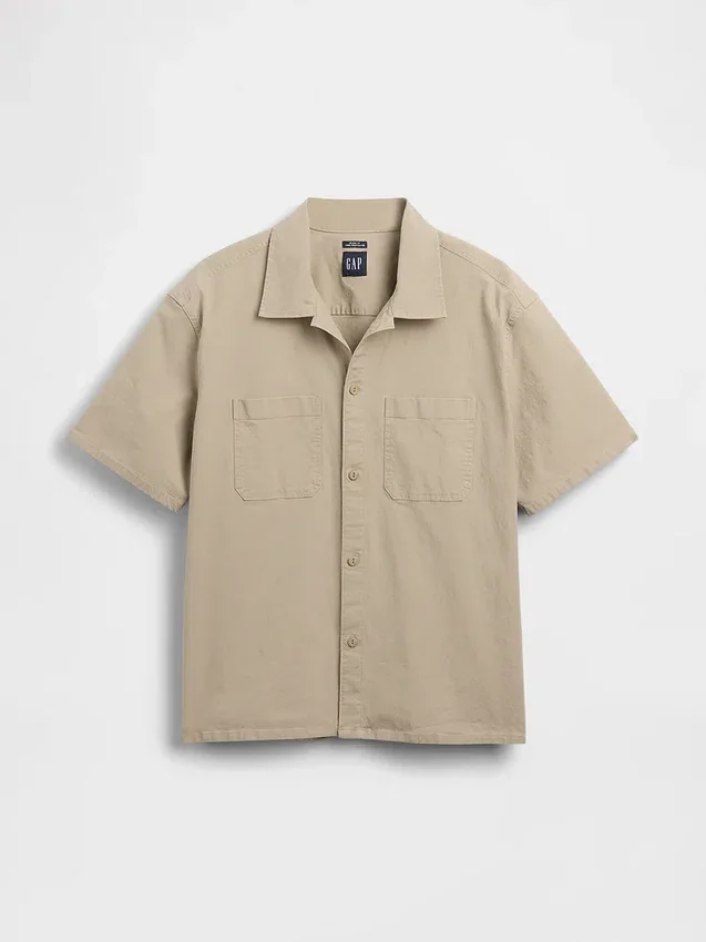 Relaxed Straight-Hem Utility Shirt