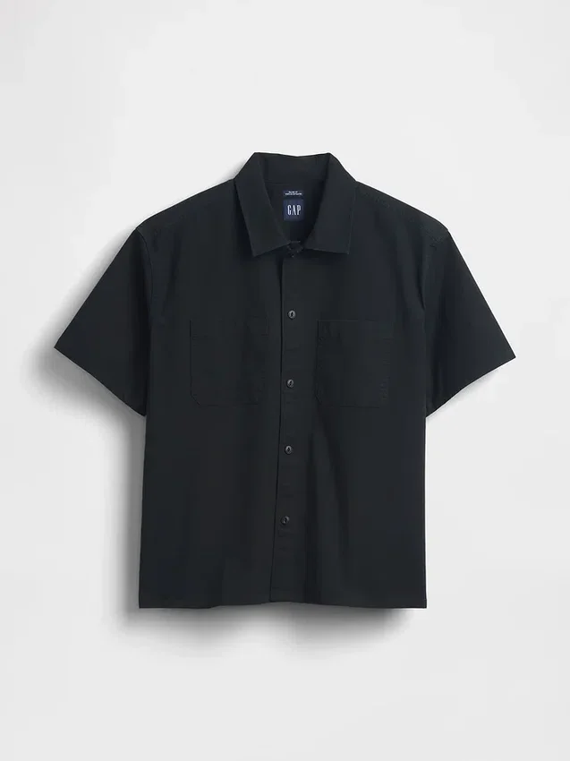 Relaxed Straight-Hem Utility Shirt