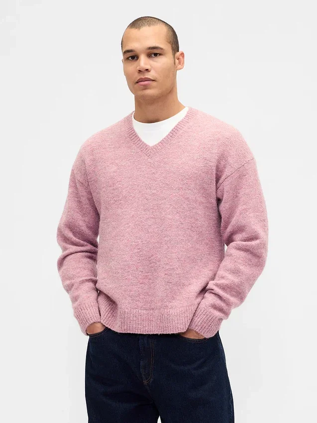 Relaxed V-Neck Crop Sweater