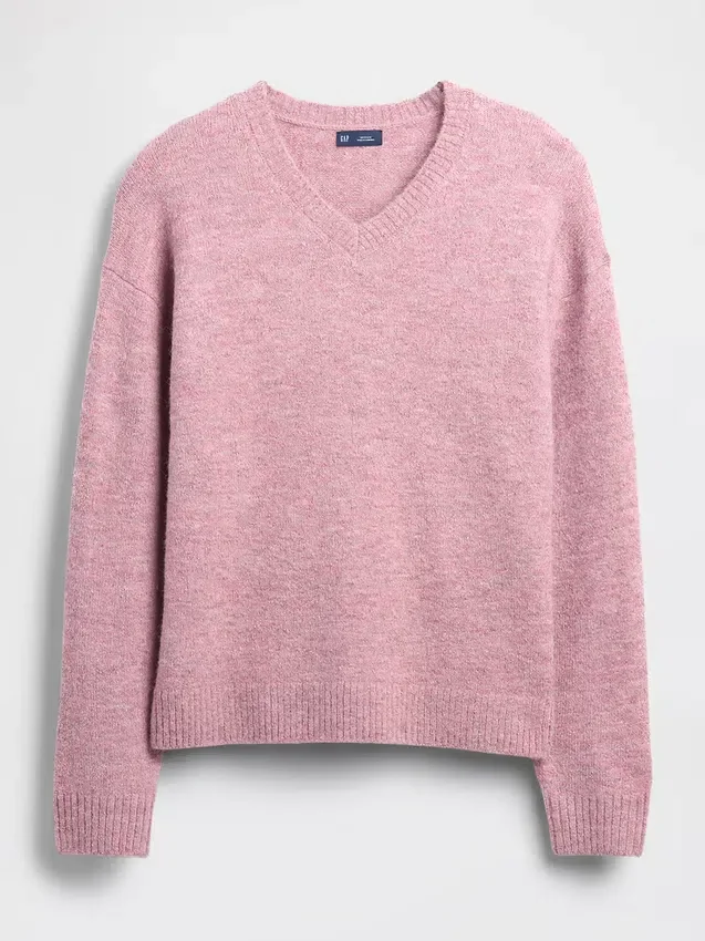 Relaxed V-Neck Crop Sweater