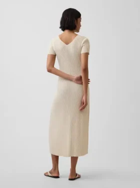Rib Button-Front Maxi Sweater Dress