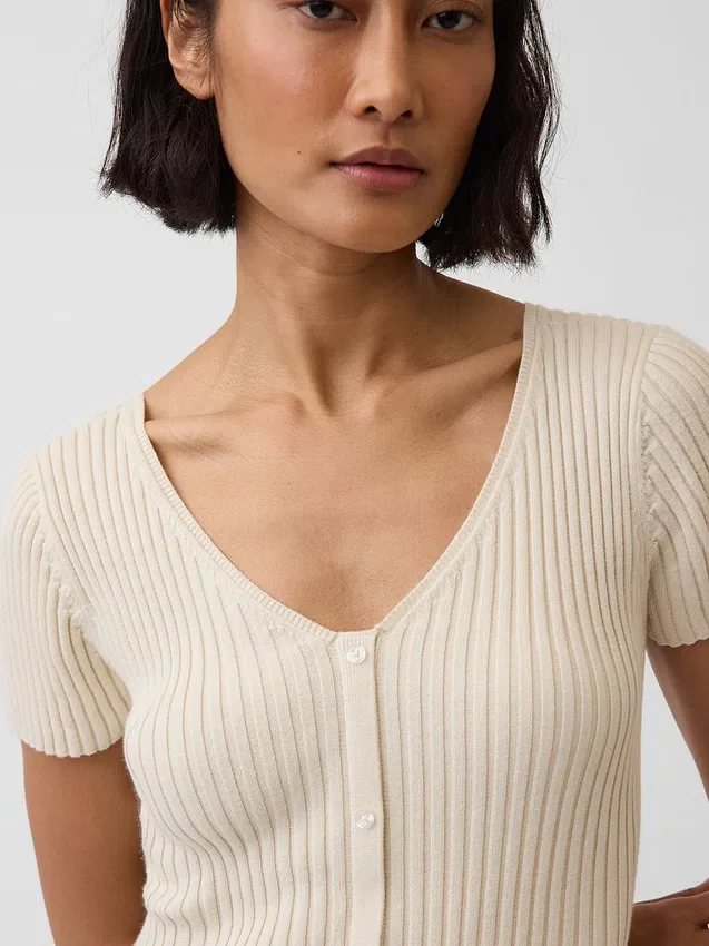 Rib Button-Front Maxi Sweater Dress