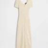 Rib Button-Front Maxi Sweater Dress