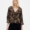 Ruffle Collar V-Neck Top
