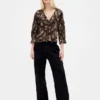 Ruffle Collar V-Neck Top
