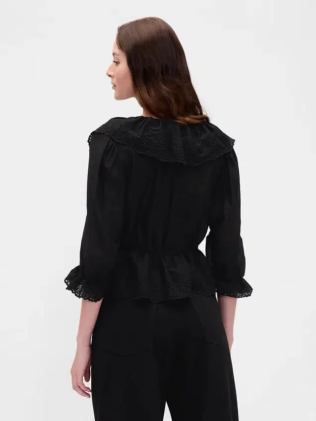 Ruffle Collar V-Neck Top