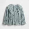 Ruffle Collar V-Neck Top