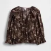 Ruffle Collar V-Neck Top