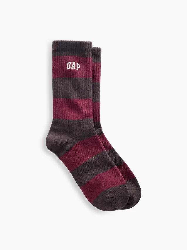 Rugby Stripe Logo Crew Socks