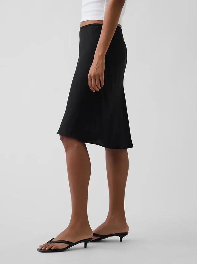 Satin Bias-Cut Skirt