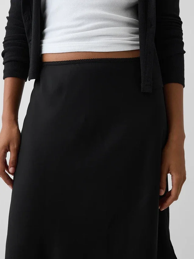 Satin Bias-Cut Skirt
