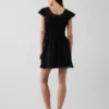 Scoop Neck Lace-Trim Mini Dress