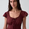 Scoop Neck Lace-Trim Mini Dress