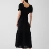 Scoop-Neck Lace-Trim Tiered Maxi Dress