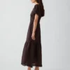 Scoop-Neck Lace-Trim Tiered Maxi Dress