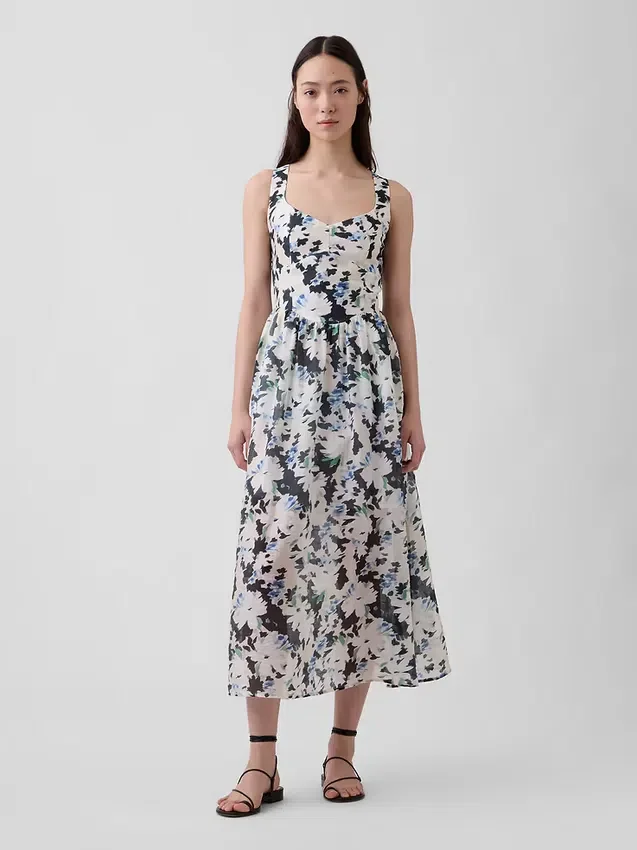 Seamed Drop-Waist Maxi Dress