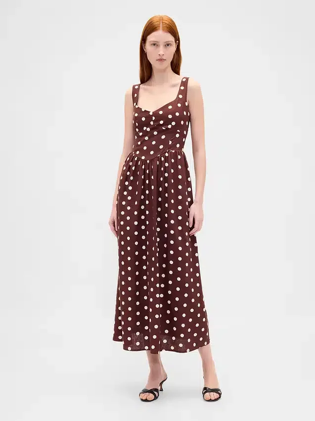 Seamed Drop-Waist Maxi Dress