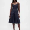 Seamed V-Neck Midi Dress