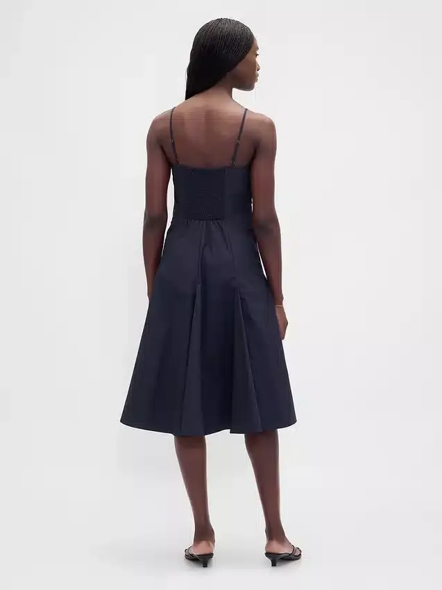 Seamed V-Neck Midi Dress