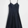 Seamed V-Neck Midi Dress