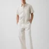 Seersucker Stripe Relaxed Curved-Hem Shirt