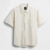 Seersucker Stripe Relaxed Curved-Hem Shirt