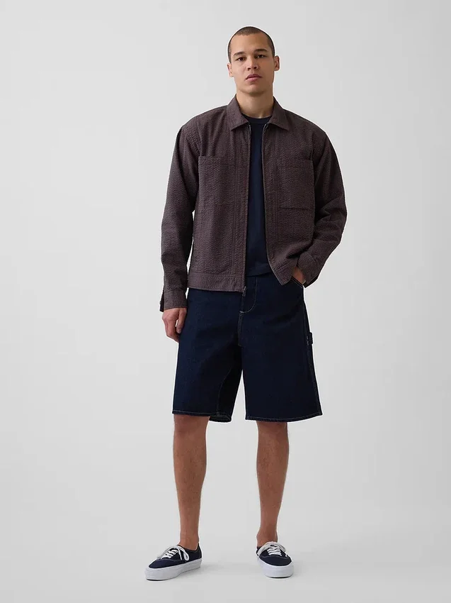 Seersucker Zip Shirt Jacket