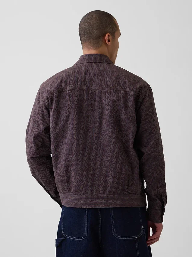 Seersucker Zip Shirt Jacket