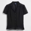 Sheer Button-Front Peplum Top