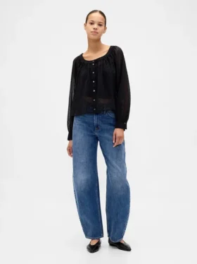 Sheer Button-Front Top