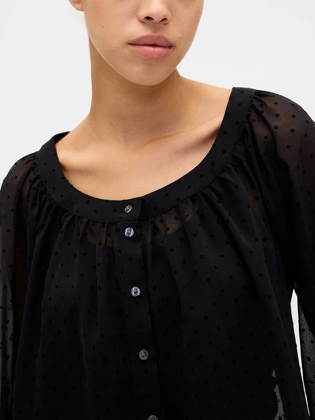 Sheer Button-Front Top