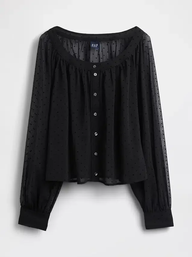 Sheer Button-Front Top