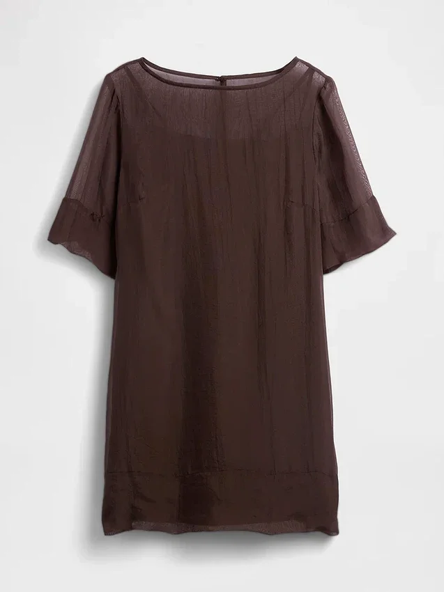 Sheer Organza Mini Shift Dress