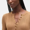 Sheer Rib Henley Sweater