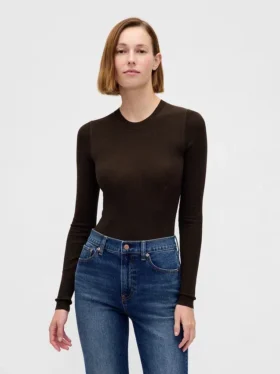 Sheer Rib Sweater Bodysuit