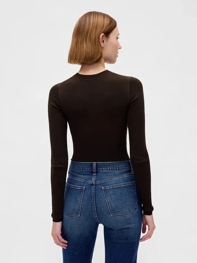 Sheer Rib Sweater Bodysuit