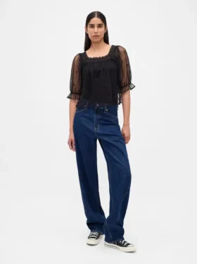 Sheer Tulle Embroidered Top