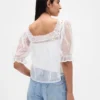 Sheer Tulle Embroidered Top