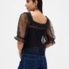 Sheer Tulle Embroidered Top