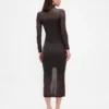 Sheer Turtleneck Maxi Sweater Dress