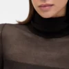Sheer Turtleneck Maxi Sweater Dress