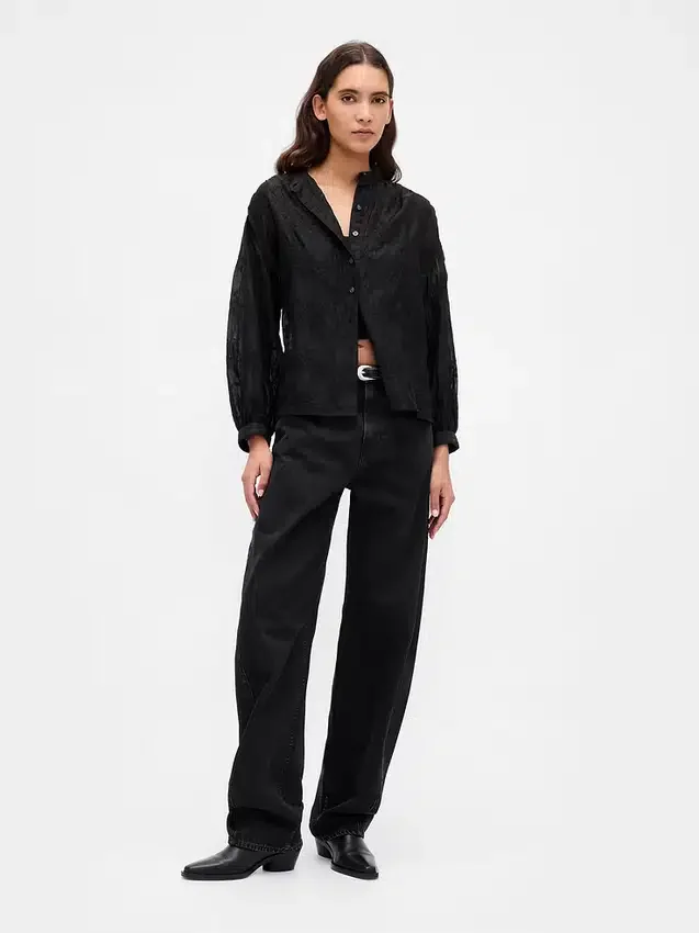 Sheer Voile Floral Shirt