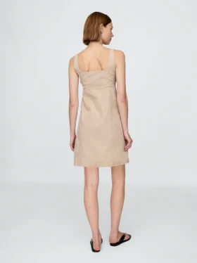 Shirred Button-Front Dress