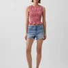 Smocked Gingham Crop Peplum Top